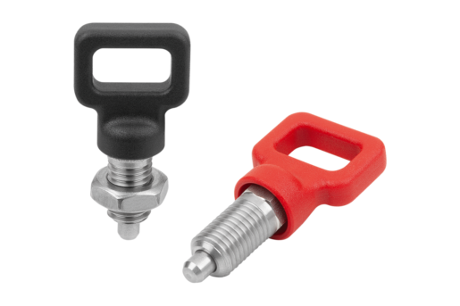 Indexing plungers steel or stainless steel with plastic eyelet grip