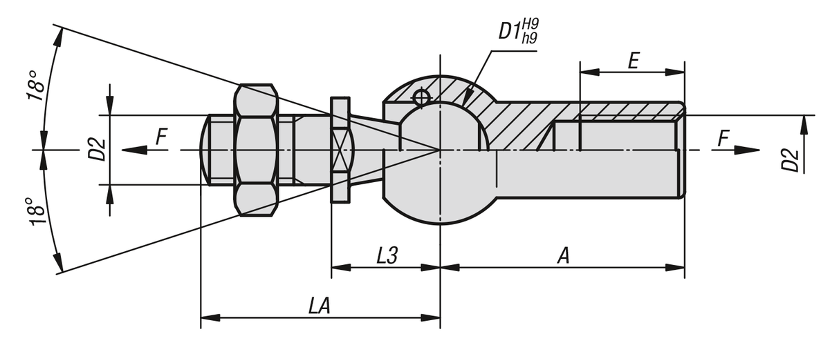 Axial joints similar to DIN 71802