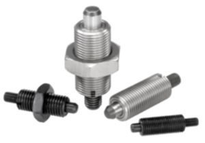 Indexing plungers, steel or stainless steel without collar, with threaded pin - inch