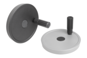 Disc handwheels, aluminum with revolving cylindrical grip Disc handwheels, aluminum with revolving cylindrical grip