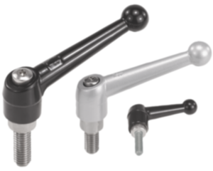 Adjustable handles, die-cast zinc with external thread, threaded insert stainless steel - inch
