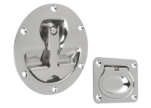 Recessed handles, fold-down, stainless steel