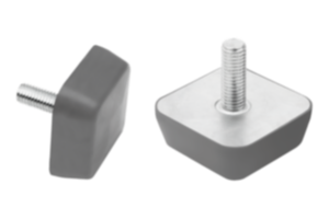 Rubber buffers stainless steel type KV rectangular with external thread, gray Rubber buffers stainless steel type KV rectangular with external thread, gray
