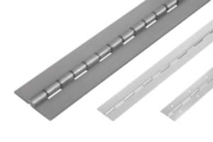 Piano hinges, steel, stainless steel or aluminum