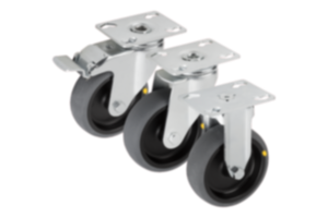 Swivel and fixed casters, steel plate, electrically conductive, heavy-duty version